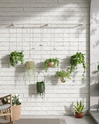Plant Haning Rod, Hanging Planters for Indoor Plants with 6 Chains, Wall Plant Hanging Bar for Window Celling, 65.7 Inch, Metal White, Pots Not Included