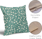 Aqua Pillow Covers 22x22 Set of 2 Vintage Floral Rustic Old Style Cute Flower Print Decorative Outdoor Pillowcases Seasonal Farmhouse Throw Cushion Case Decor for Couch Sofa Bed