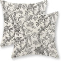 Black Floral Bird Pillow Covers 18x18 Set of 2 Chinoiserie Throw Pillows Black Vintage Flowers Bird Decorative Pillow Cases Outdoor Chinoiserie Decor Farmhouse Cushion Case for Couch Sofa