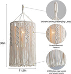 Bioaqua Boho Lamp Shade,Boho Hanging Lamp Handmade Macrame Lamp Shade Plug in Pendant Light,Bohemian Hanging Lights with Plug in Cord Light Fixtures for Boho Bedroom Decor Living Room (Type5)
