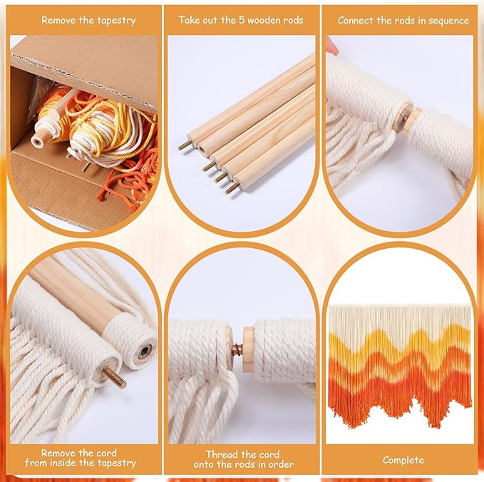 Tiamon Boho Wall Decor - 59''W x 35.4'' L Macrame Wall Hanging Dip-Dye Large Tapestry Art for Home Bathroom Farmhouse Bedroom Living Room Office Natural Modern Rustic Decoration