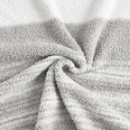 WRENGONGE Light Grey Throw Blanket, 50x70 Soft Cozy Striped Throw Blankets for Couch, Sofa, Bed, Travel, Lightweight Fluffy Warm Plush Decorative Blankets for Women, Men Gift