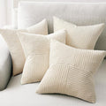 Topfinel Decorative Beige Throw Pillow Covers Set of 4,Boho Pillow Covers Soft and Cozy Velvet Double-Sided Designs,Mix and Match for Couch Boho Farmhouse Fall Home Decor 18x18 Inch