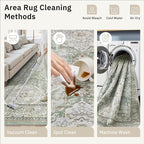 5x7 Area Rugs Green/Brown Low Pile Indoor Washable Trendy Faded Style Rugs for Bedroom Living Room Dining Room Foldable Non-Slip Thin Print Home Office Mat