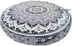 Large Indian Mandala Round Floor Cushion Cover Room Decor Cotton Pillow Sham Bohemian Ottoman Pouf Cover Outdoor Cushion Cover Pet Dog Bed Cover Beach Throws Footstool