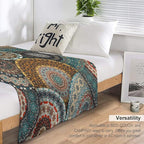 Bohemian Throw Blanket Colorful Vintage Floral Mandala Flower Aztec Boho Blanket for Sofa Bed Couch Chair Or Dorm 40"x50"