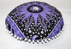 CRAFT KALA 22" Bohemian Floor Pillow Pouf Cover Mandala Boho Large Round Meditation Room Pillow Covers for Adults Seating Poufs Cushion Cover for Kids Playroom Purple Burning Sun