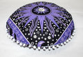 CRAFT KALA Large Round Bohemian Floor Pillow Pouf Cover Mandala Meditation Room Pillow Cover for Adults Boho Seating Poufs Cushion Cover for Kids Playroom 32" Round Purple Burning Sun