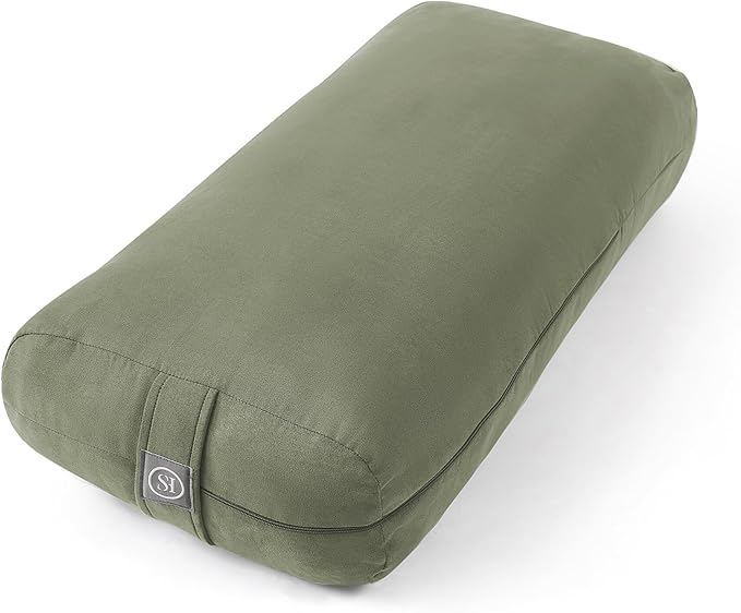 Meditation Cushion Bolster Pillow for Restorative Yoga – Supportive Cushion for Meditation, Pilates, and Relaxation – Filled with Buckwheat Hulls - Removable Cover