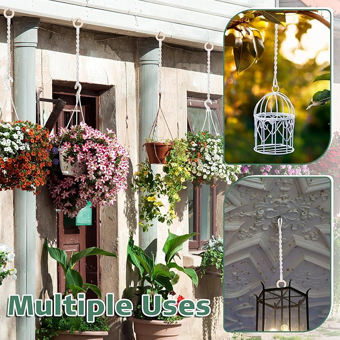 6 Pack Adjustable Macrame Plant Hanger Extender Handmade Woven Hanging Basket Extenders Connectable Rope Hanging Extension with Wooden Ring for Indoor Outdoor Plant Pot Holder