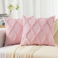 decorUhome Spring Throw Pillow Covers 18x18 Inch Set of 2, Soft Plush Faux Fur Wool Blush Pink Accent Couch Pillow Covers for Modern Farmhouse Bed Sofa Living Room
