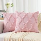 decorUhome Spring Euro Sham Throw Pillow Covers 26x26 Inch Set of 2, Soft Plush Faux Fur Wool Blush Pink Accent Couch Pillow Covers for Modern Farmhouse Bed Sofa Living Room