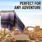 Hydration Nation Authentic Large Handwoven Mexican Blanket - Soft Yoga- Durable Serape- Lightweight Falsa, Beach, Camping, Picnic, Outdoor Blanket 70"x50" - Lavender Jade