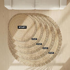 Hand Woven Jute Round Rug, Natural Reversible Boho Area Rugs for Entryway, Kitchen, Living Room I Farmhouse Indoor Outdoor Decorative Floor Rug - 4 Feet, Circular