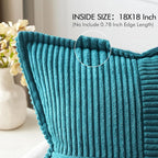 MIULEE Decorative Throw Pillow Covers for Couch Bed Livingroom 18x18 Inch Set of 2 Teal Blue Boho Accent Throw Pllows Broadside Striped Patchwork Soft Corduroy Summer Coastal Pillowcases