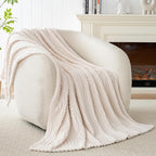 50x70 Inch Beige Throw Blanket - Soft & Fluffy Fleece, Cute & Aesthetic, Perfect for Sofa, Couch, Chair, Bed, Living Room & Bedroom, All-Season Use, Plush & Cozy Decorative Blanket
