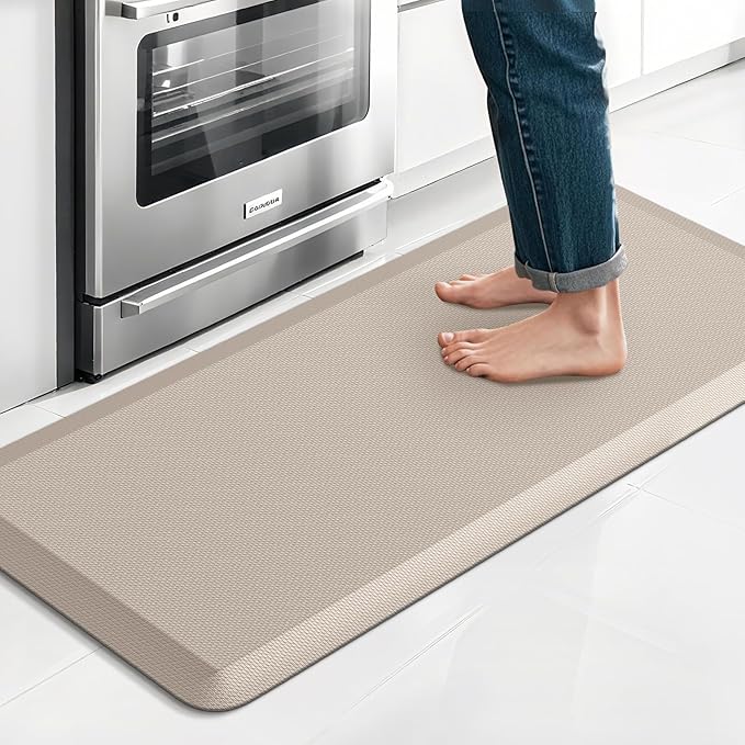 Extra Large Kitchen Mat Rug, Floor Comfort Mat with Non-Slip Bottom, Waterproof & Stain Resistant & Easy Clean, Standing Desk Mat for Kitchen, Sink, Office (17.3''x39'', Khaki)