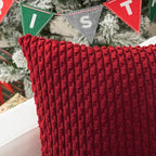 Kevin Textile Valentines 12x24 Inch Pillow Cover 1 Pack Boho Decorative Soft Striped Corduroy Lumbar Farmhouse Color Accent Rectangle Cushion Case for Living Room Couch Sofa Bed, Burgundy