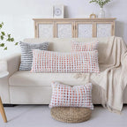 Boho Chenille Tufted Pillow Cover 14x36 Inch Set of 1, Farmhouse Striped Decorative Pillow Covers Accent Fluffy Neutral Long Body Bolster Pillow for Couch Sofa Bedroom Living Room, Orange