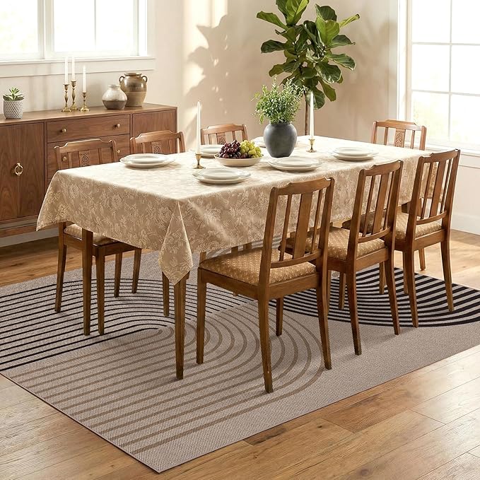 GarveeHome Modern Rainbow 8x10 Easy Jute Rug for Living Room Indoor Outdoor Patio Farmhouse, Contemporary Non Slip Non Shedding Carpet for Bedroom Backyard Dining Room