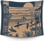XLDLIOO Beach Coastal Trendy Wall Tapestry, Retro Surfing Summer Ocean Wall Tapestry Hanging for Bedroom Beach House, Beachy Ocean Tapestries Wall Decor Art for Dorm Living Beachy Room 50x60in