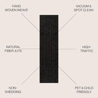 JONATHAN Y Pata Hand Woven Chunky Jute Black Runner Rug, 2x8, Bohemian, Rustic, Cottage, Easy-Cleaning for Living Room, Bedroom, Kitchen, Non-Shedding (NRF102E-28)