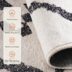 Area Rug 2x6 Rug Machine Washable Non-Slip Low Pile Print Pattern Western Rug for Living Room Bedroom Entryway Tribal Series -Navywhite/Black