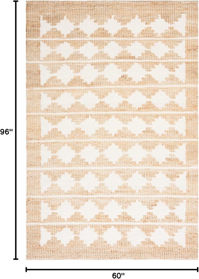 SAFAVIEH Natural Fiber Collection Area Rug - 5' x 8', Ivory & Natural, Handmade Farmhouse Jute & Wool, Ideal for High Traffic Areas in Living Room, Bedroom (NF511A)