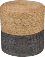 REDEARTH · Cylindrical Pouf Foot Stool Ottoman - Jute Braided Pouffe Poof Accent Sitting Footrest for The Living Room, Bedroom, Nursery, Patio, Lounge & Other Rooms (14.5”X14.5”X16”; Natural Gray)
