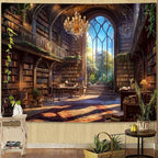 Accnicc Vintage Library Tapestry Medieval Bookshelf Tapestries Wall Hanging Fantasy Academia Hall Book Backdrop Small Tapestry for Bedroom Living Room Dorm Classroom 60 x 44 inch
