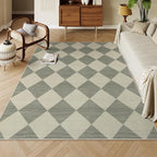 Beeiva Checkered Print 5x7 Rugs for Living Room, Non Slip Soft Green Rugs for Bedroom Ultra Thin Washable Rugs 5x7, Moroccan Farmhouse Carpet for Playroom Kids Room, Classic Classroom Dorm Home Decor