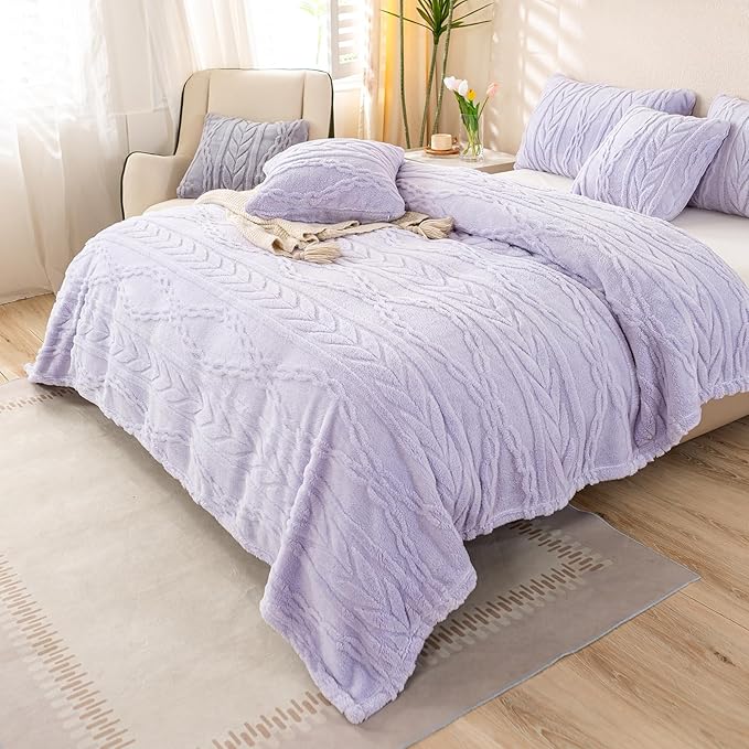 YUSOKI Twin XL Blanket Single Layer,Weight(3.1lb),370GMS-3D Stylish Design for Gift Home Decor (Lavender Fog,65"x90")