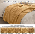 PHF 100% Cotton Muslin Throw XL Blanket Large 50" x 70", 4-Layer Lightweight Gauze Throw, Breathable Cloud-Soft Minimalist Blanket for Bed, Couch, Camping & Baby, Amber, Ideal Gift