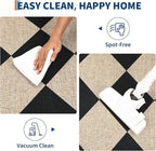 GarveeHome Checkered Easy Jute 3x5 Entryway Rug Machine Washable Outdoor Patio Rug Non-Slip Backing Checkerboard Black Indoor Outdoor Carpet for Hallway Bathroom Kitchen Bedroom