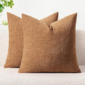 MIULEE Pack of 2 Brown Throw Pillow Covers 16x16 Inch Soft Chenille Pillow Covers for Sofa Living Room Couch Solid Dyed Cases
