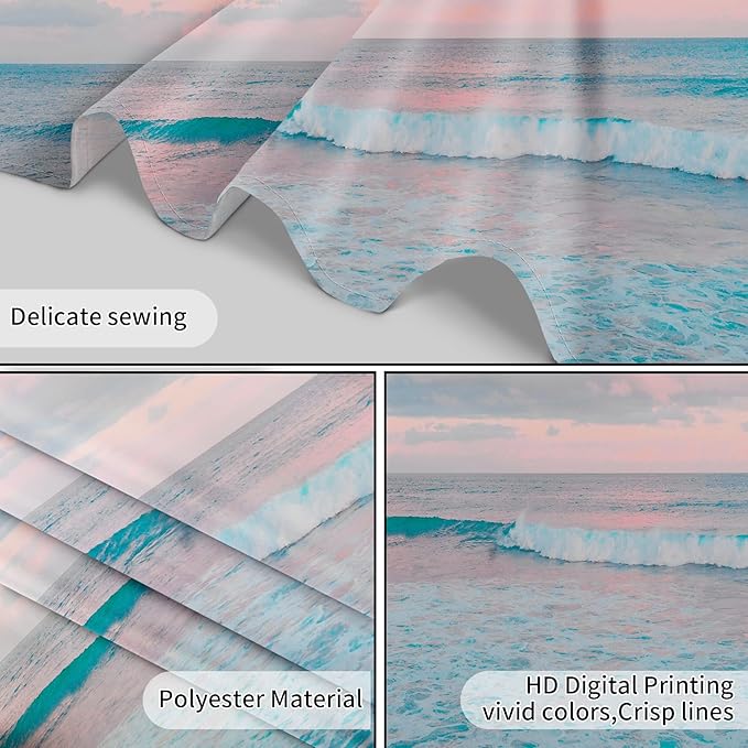 LB Ocean Pink Sky Tapestry, Teal Sea Ocean with Pink Cloud Wall Tapestry for Bedroom, Pastel Nature Landscape Wall Hanging Tapestry Wall Art for Living Room Home Decor, 59 x 51 Inches