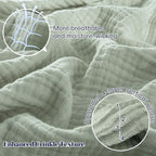 PHF 100% Cotton Muslin Throw XL Blanket Large 50" x 70", 4-Layer Lightweight Gauze Throw, Breathable Cloud-Soft Minimalist Blanket for Bed, Couch, Camping & Baby, Sage Green, Ideal Gift