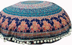 INDIAN CRAFT CASTLE ICC Large Hippie Mandala Floor Pillow Cover - Cushion Cover - Pouf Cover Round Bohemian Yoga Decor Floor Cushion Case- 32" Brown