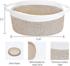 ABenkle Small Woven Basket, 12" x 8" x 5" - Cute Storage Basket with Handles for Room, Cat & Dog Toys, Gift Box