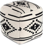Anji Mountain Pouf Ottoman Foot Rest, Handmade Ottoman Pouf, Comfortable Foot Stool, Decorative Floor Seating for Living Room Decor, Bedroom & Home Décor Accent - Carbon Ikat