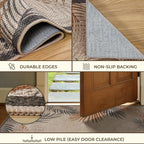 LIVEBOX Modern Easy Jute 5x7 Outdoor Rug, Washable Area Rugs for Living Room Patio Tropical Leaf Indoor Outdoor Rug, Boho Farmhouse Non Slip Carpet for Backyard Foyer Dining Room(Beige, 5'x7')