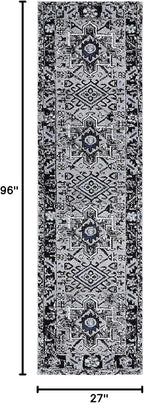 SAFAVIEH Vintage Hamadan Collection Runner Rug - 2'3" x 8', Light Grey & Dark Grey, Traditional Persian Design, Non-Shedding & Easy to Clean, Ideal for Hallway, Foyer, Entryway, Bedroom (VTH211F)