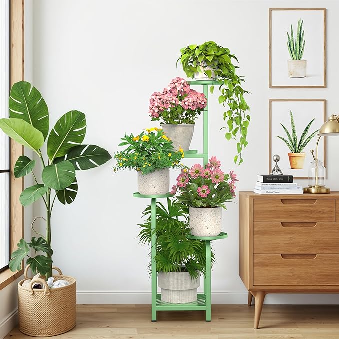 TOSKING 5 Tier Tall Plant Stand Indoor Outdoor,Anti-Tip Plant Stand indoor, Wide Base for Pots, Child and Pet Friendly,Heavy Duty Corner Shelf for Plants & Decor, Space Saving ,Tiered Metal Flower Pot Stand for Balcony, Garden, Living Room, Patio ( Sag...