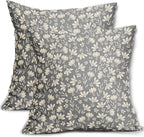 Grey Gray Pillow Covers 16x16 Set of 2 Vintage Floral Rustic Old Style Cute Flower Print Decorative Outdoor Pillowcases Seasonal Farmhouse Throw Cushion Case Decor for Couch Sofa Bed