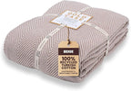 Gold Case Throw Blanket for Bed - 100% Recycled Turkish Cotton Blanket - Elegant Lightweight Soft Throw Blankets for Bed & Living Room - Twin Size Cozy Blankets - 71x90 - Beige