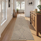 Lahome Maze Lines Easy Jute Runners for Hallways, 2x8 Washable Rug Runner Non Slip Stain Resistant, Farmhouse Low Pile Indoor Outdoor Carpet for Indoor Entryway Laundry Kitchen