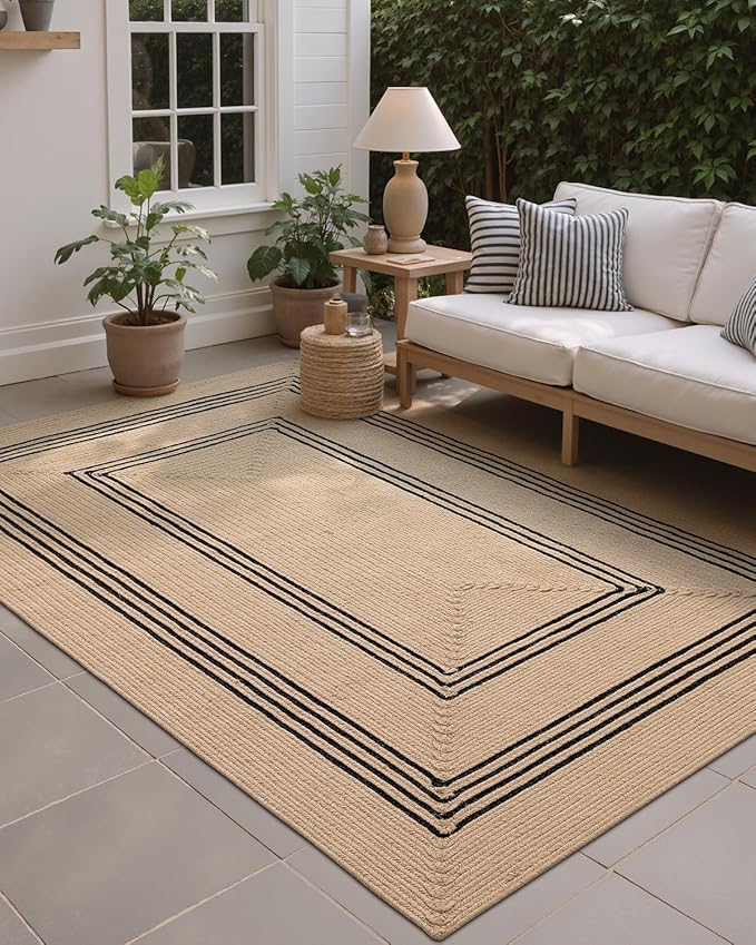 LUMI 5x8 Jute Area Rug for Living Room, Natural Handwoven Rugs Non Slip, Farmhouse Braided Carpets No Shedding for High Traffic, Dining Room, Indoor, Outdoor, Patio