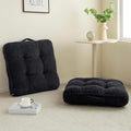 HIGOGOGO Floor Pillow Cushion for Adults, Meditation Cushion Pillow, Large Square Floor Sitting, Tufted Corduroy Cover, for Tatami Living Room or Yoga, 22x22 Inch, 2Pack, Black