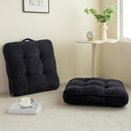 HIGOGOGO Floor Pillow Cushion for Adults, Meditation Cushion Pillow, Large Square Floor Sitting, Tufted Corduroy Cover, for Tatami Living Room or Yoga, 22x22 Inch, 2Pack, Black