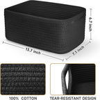 3-Pack Storage Baskets for Organizing | Woven Shelf Toy Basket | Rope Baskets for Gifts Empty | Closet Organizer Bins with Handles | Cube Decorative Box | 13.7×7.1×6.7” | Mixed Black